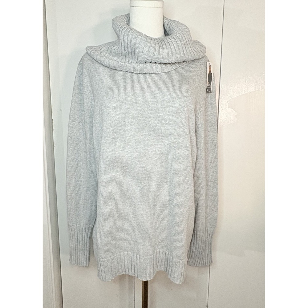 NWT Nautica Women Soft Knitted Turtle Neck Long Sleeve Sweater XXL Heather Grey